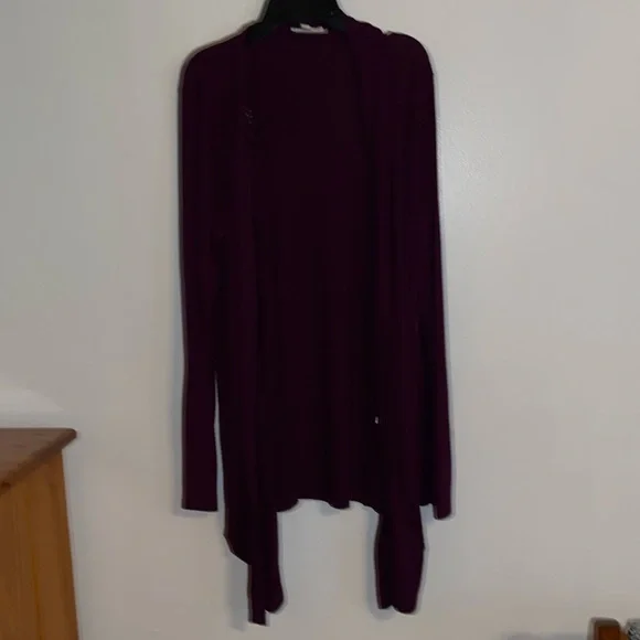 Zenana Outfitters Open-Front Cardigan Sweater - Plum - Picture 1 of 6